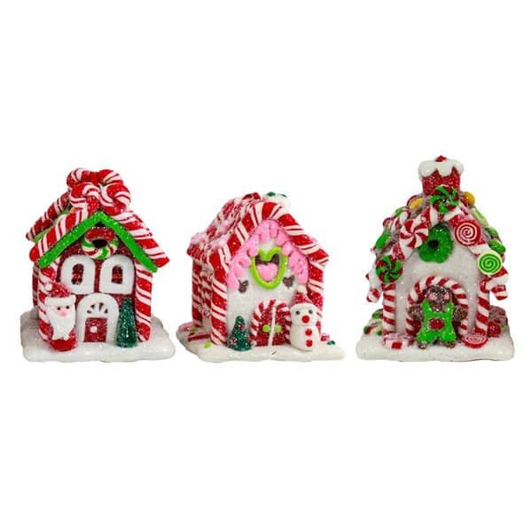 Kurt Adler 3.5in. LED Gingerbread Candy House Set of 3