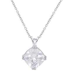 Sterling Silver Cushion-Cut Cubic Zirconia Pendant