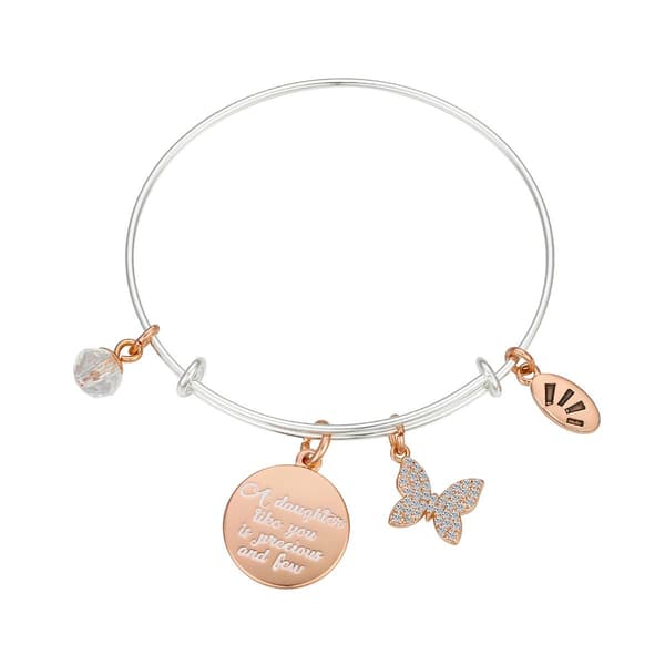 Shine A Daughter Like You White Enamel Crystal Butterfly Bracelet - image 