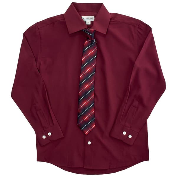 Boys (8-20) Bill Blass Dress Shirt & Plaid Tie Set - Wine - image 