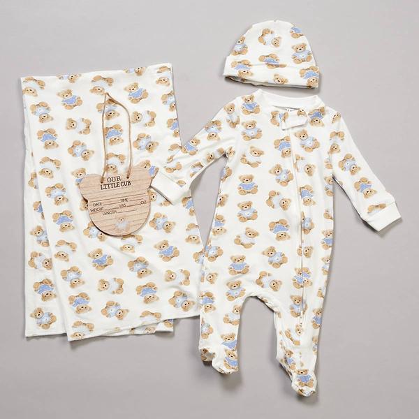 Baby Boy (NB-3M) Baby Essentials(R) 4pc. Sweater Bear Footie Set - image 