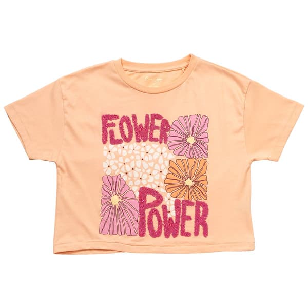 Girls &#40;7-16&#41; Jessica Simpson Short Sleeve Flower Power Beaded Tee - image 