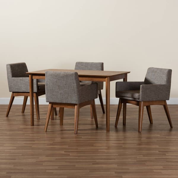 Baxton Studio Dorina Mid-Century Modern Fabric 5-Piece Dining Set