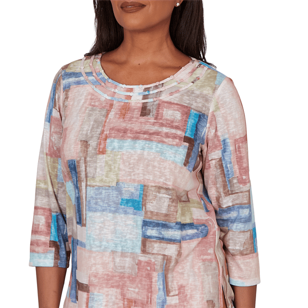 Womens Alfred Dunner Camden Market 3/4 Sleeve Color Block Blouse