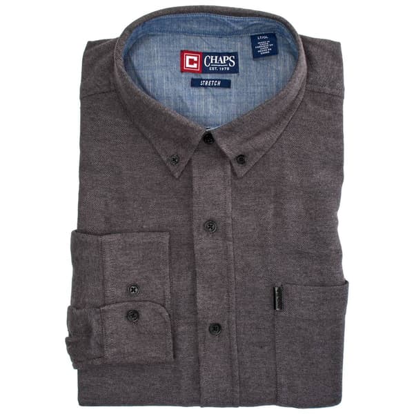 Mens Big Tall Chaps Long Sleeve Flannel Button Down Charcoal