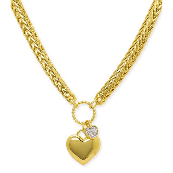 Gianni Argento 1/10ctw. Diamond Double Heart Necklace - image 