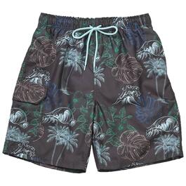 Young Mens Surf Zone Tropical Palm Swim Trunks