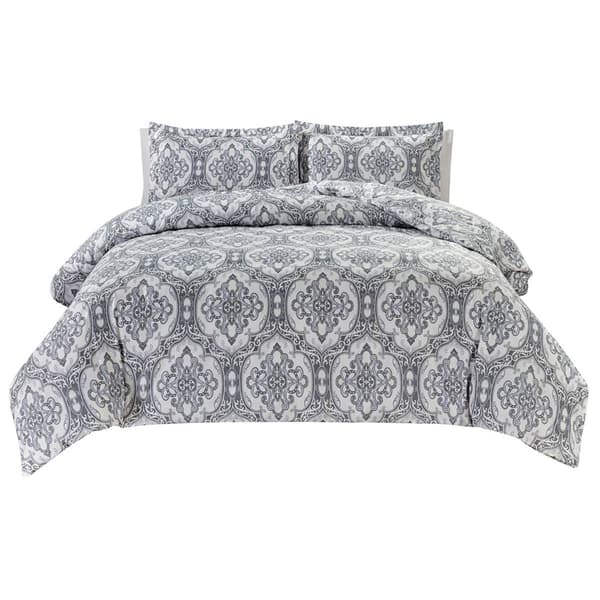 Bibb Home Damask 4pc. Duvet & Down Alternative Comforter Set