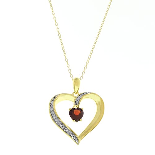 Gemstone Classics(tm) Genuine Garnet Heart Necklace - image 