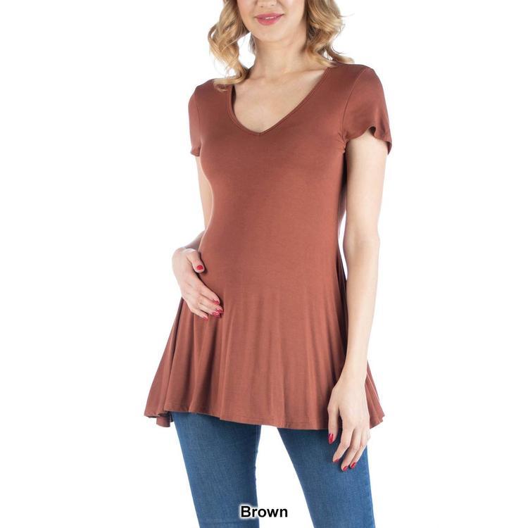 Plus Size 24/7 Comfort Apparel Cap Sleeve Tunic Maternity Top