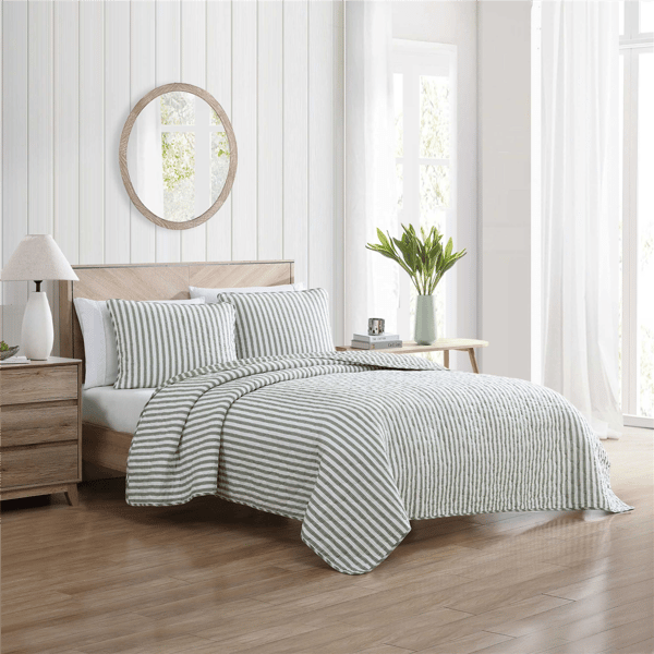 Stone Cottage Willow Way Ticking Stripe Reversible Quilt Set