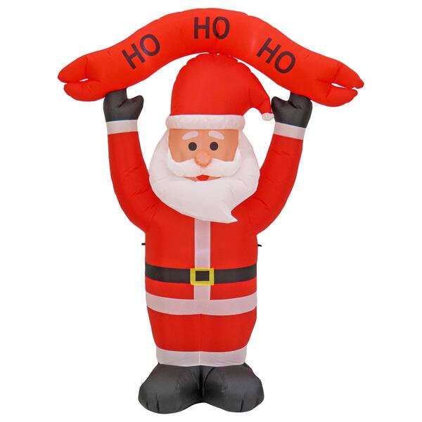 National Tree 7ft. Inflatable Blow Up Santa w/ 3 White LED Lights - image 