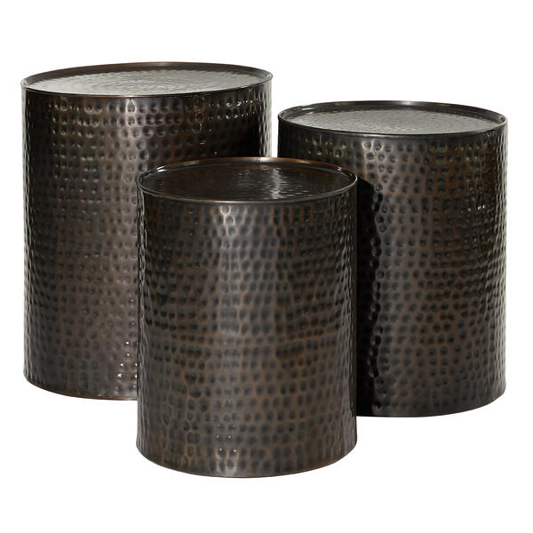 9th & Pike&#40;R&#41; Small Hammered Metal Round End Tables - Set Of 3 - image 