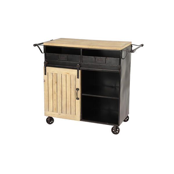 9th &amp; Pike(R) Industrial Metal And Wood Rolling Cart - image 