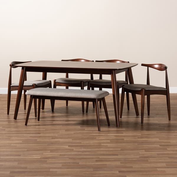 Baxton Studio Amato Mid- Century 6 Piece Dining Set