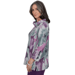 Womens Alfred Dunner Vail Floral Brushstroke Cowl Neck Blouse