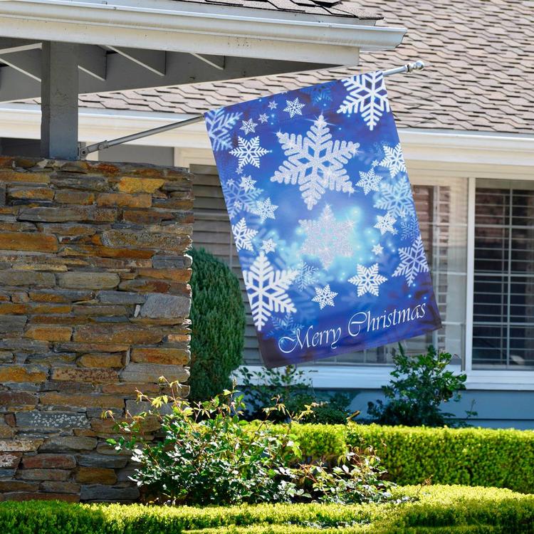 Northlight Seasonal Merry Christmas Snowflakes House Flag