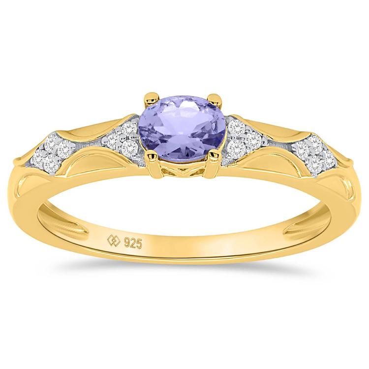 Gemstone Classics(tm) 5x4mm Oval Tanzanite with White Topaz Ring