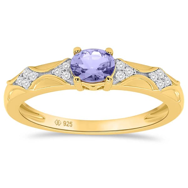 Gemstone Classics(tm) 5x4mm Oval Tanzanite with White Topaz Ring