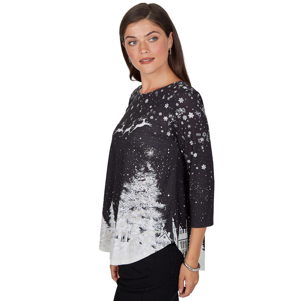 Petite Ruby Rd. Happy Holidays Santa''s Sleigh Scenic Tee