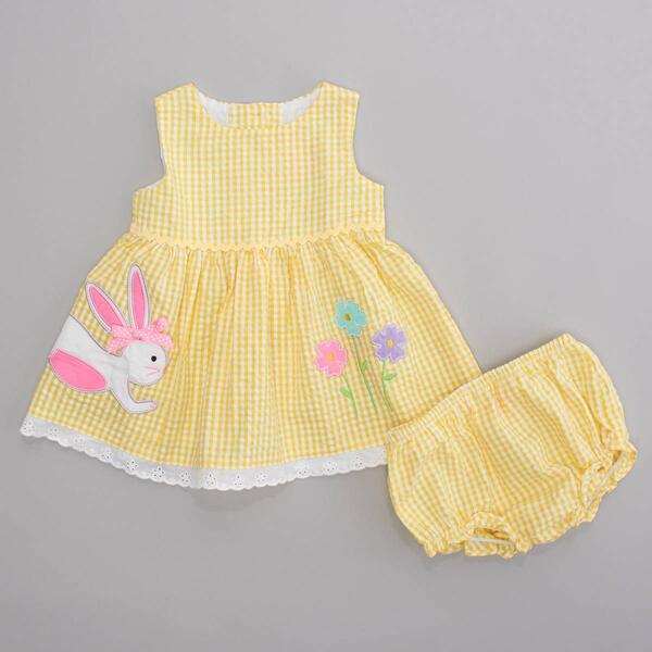 Baby Girl &#40;3-24M&#41; Good Lad Bunny & Flower Applique Gingham Dress - image 
