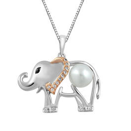 Gemstone Classics&#40;tm&#41; Gold & Sterling Silver Pearl Elephant Pendant