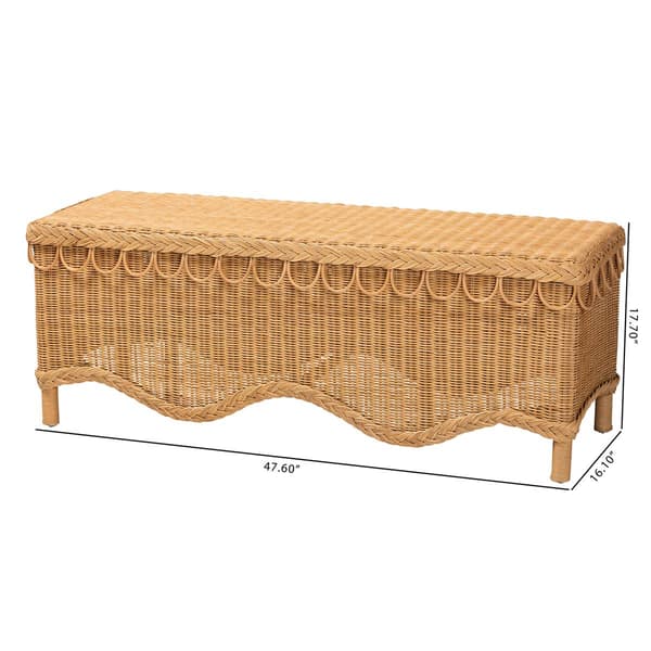 bali & pari Erla Bohemian Light Honey Rattan Accent Bench