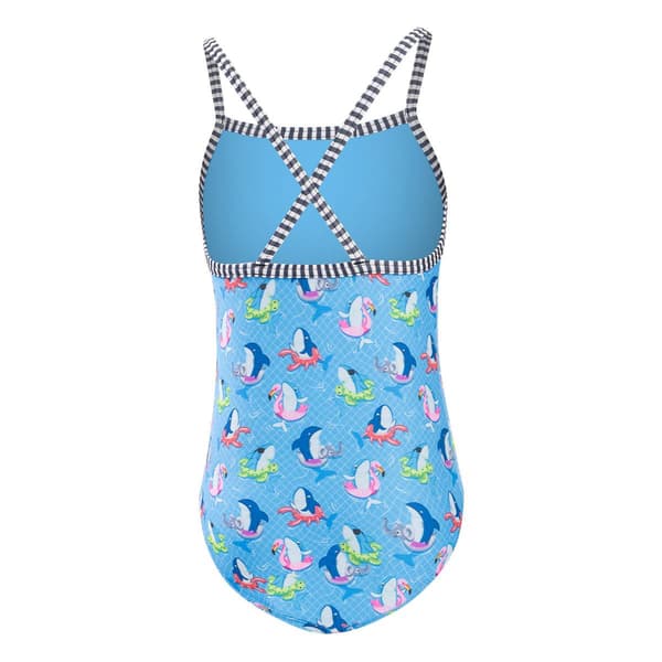 Girls &#40;8-16&#41; Dolfin&#174; Fin Floats Criss-Cross One Piece Swimsuit