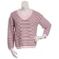 Juniors Pink Rose Oversized Knit Pullover Striped Sweater - image 1