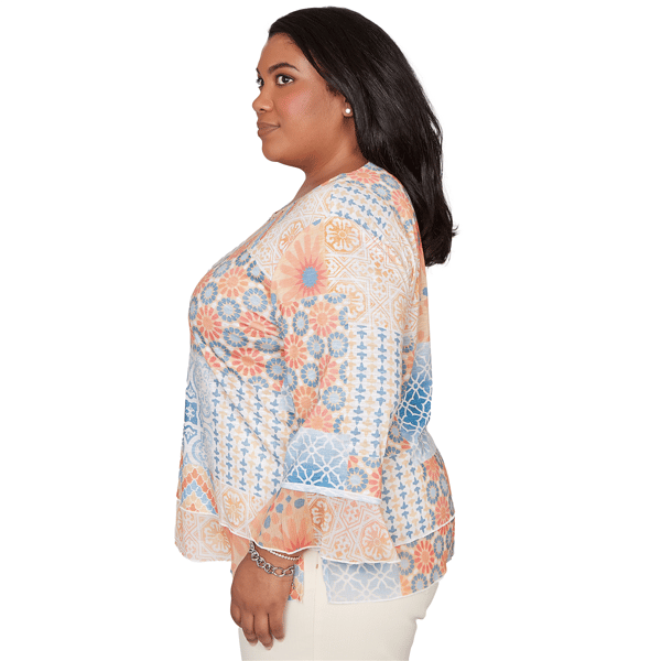 Plus Size Alfred Dunner Beachcomber Flounce Sleeve Blouse