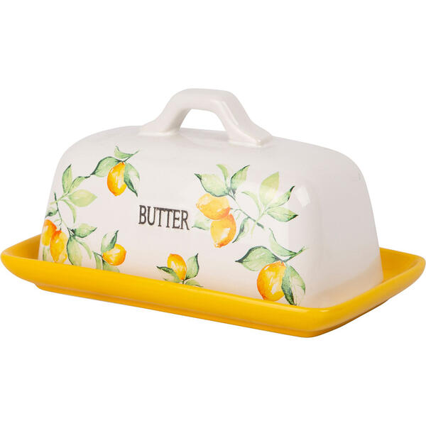 Home Essentials 6.7in. Lemon Garden Covered Butter Dish - image 