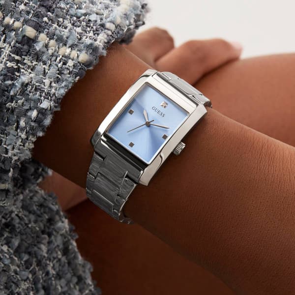 Womens Guess Watches® Rectangular Silver Analog Watch - GW0876L1