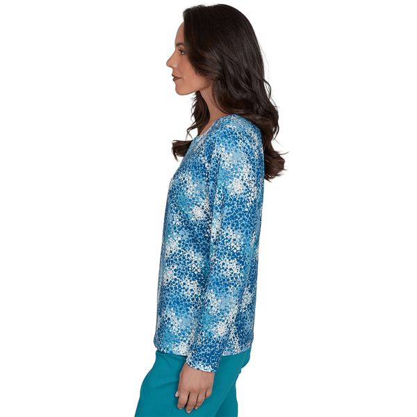 Womens Hearts of Palm Autumn Breeze 3/4 Sleeve Confetti Blouse