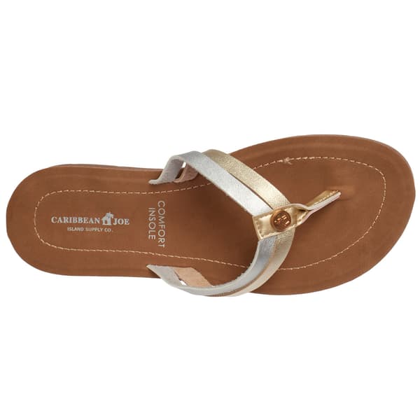 Womens Caribbean Joe Metallic Multi Thong Sandals