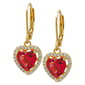 Gold Plated Magenta CZ Heart Earrings - image 1