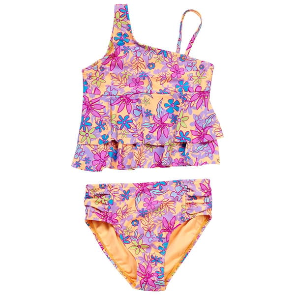 Girls (7-16) Angel Beach Tiered Ruffled 2pc. Swim Set - image 