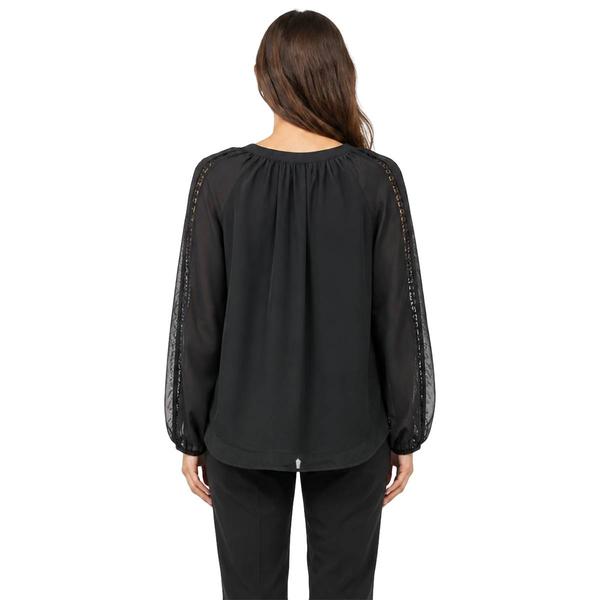 Womens Zac & Rachel Long Sleeve Floral Front Blouse