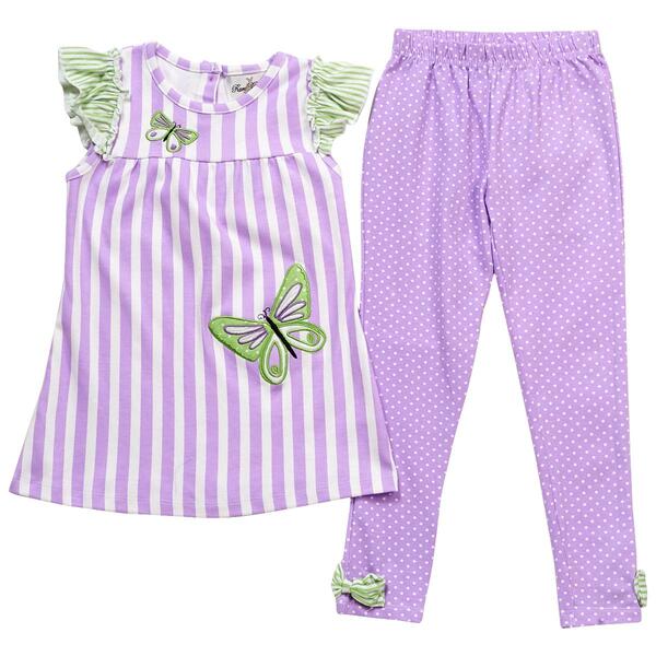 Girls &#40;4-6x&#41; Rare Editions Stripe Butterfly Top/Dot Leggings Set - image 