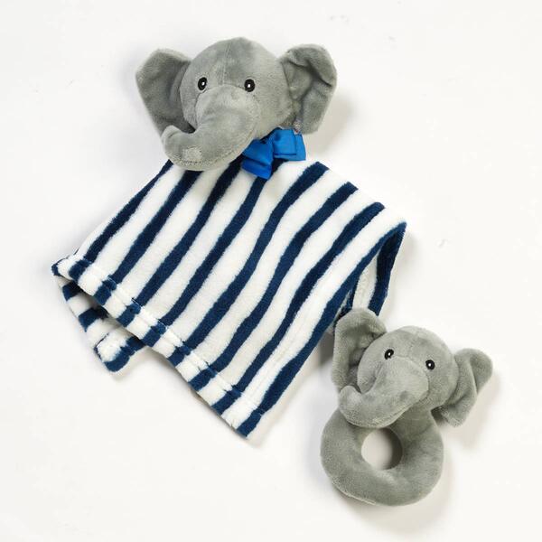 Lila & Jack 2pc. Elephant Stripe Lovey & Rattle Set - image 
