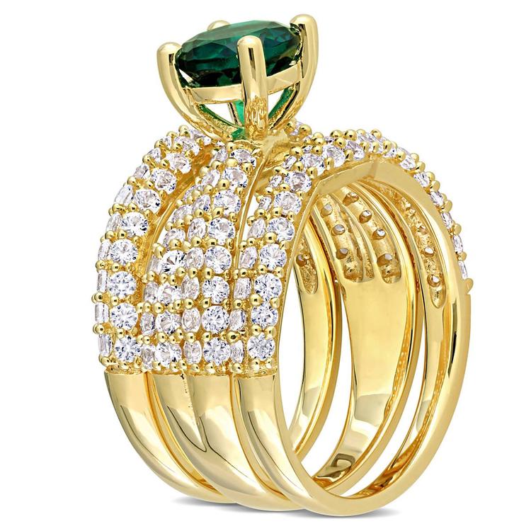 Gemstone Classics™ Lab Created Emerald & Sapphire Bridal Set
