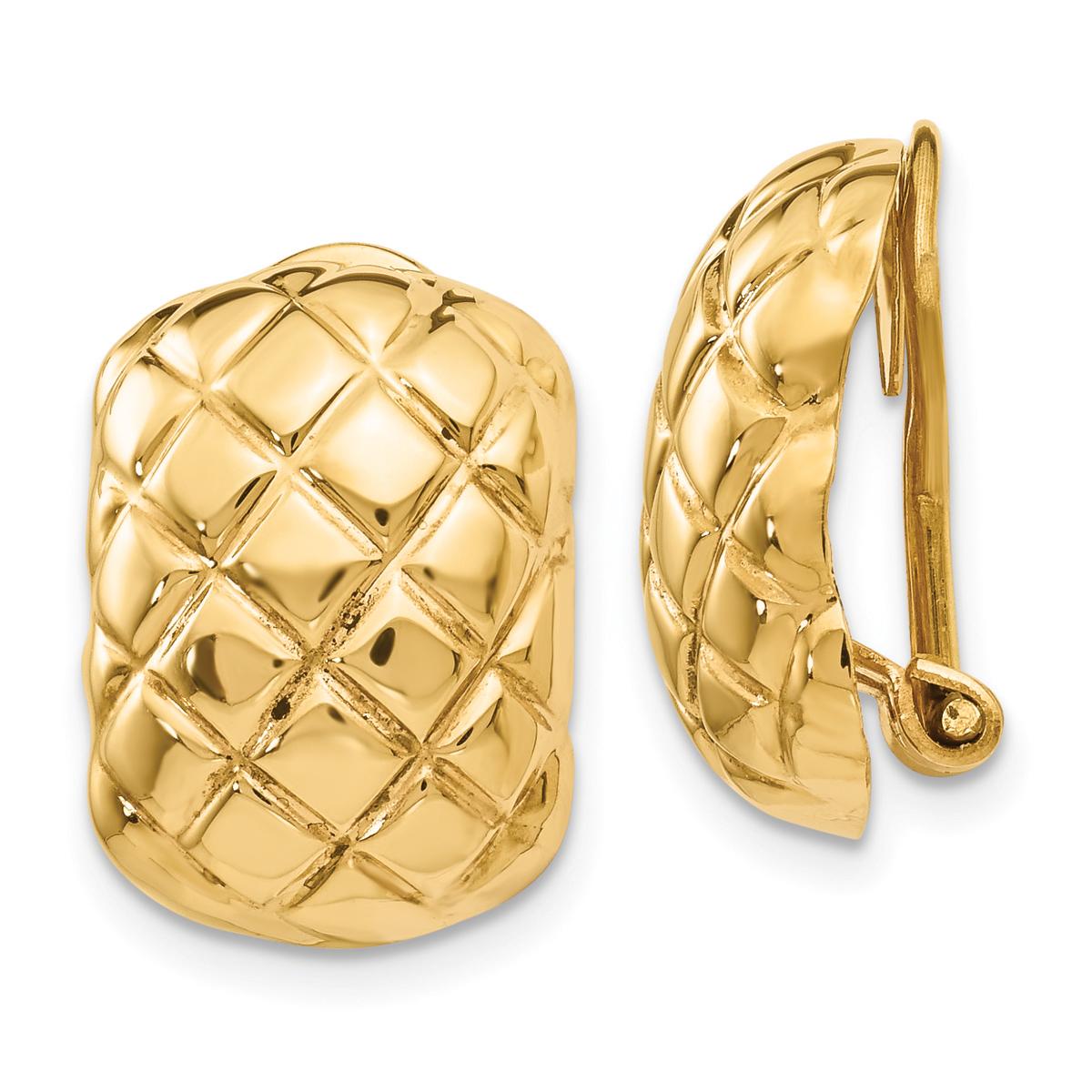 Gold Classics™ 14k Quilted Clip On Omega Back Earrings