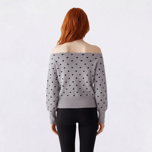 Juniors Heart N Crush Off the Shoulder Polka Dot Sweater