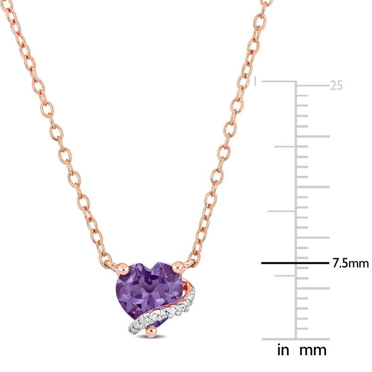 Amethyst & Diamond Accent Heart Pendant w/ Chain