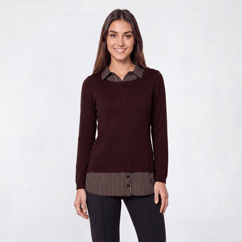 Womens Adrianna Papell Long Sleeve Stripe Two In One Sweater - image 