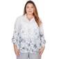 Plus Size Alfred Dunner Al Fresco Collared Watercolor Print Butt - image 1