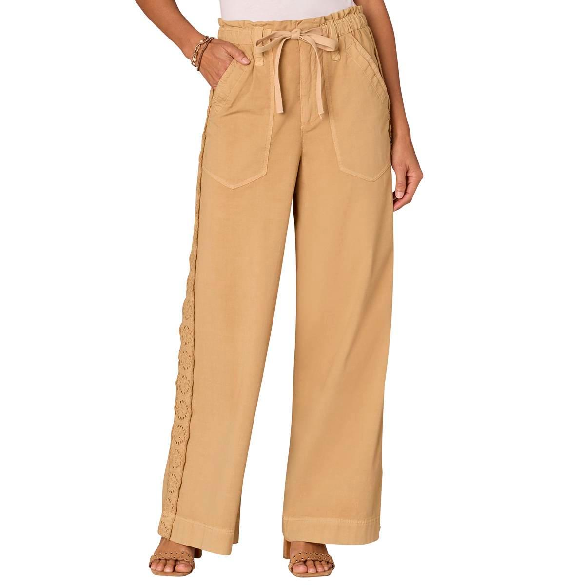 Womens Democracy Utility Skyrise Eyelet Lace Trim Wide Leg Pants