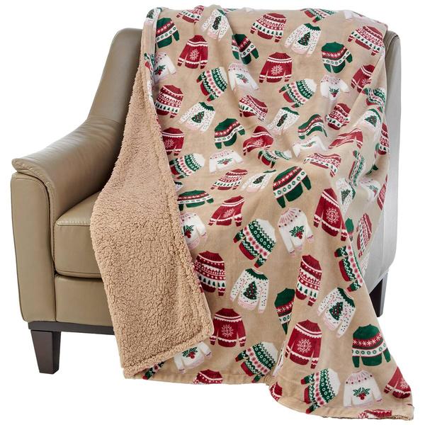 Mountain Ridge® Ugly Sweater Reversible Sherpa Throw