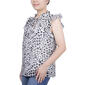 Petite NY Collection Chiffon Tie Neck Floral Blouse - Black/White - image 3