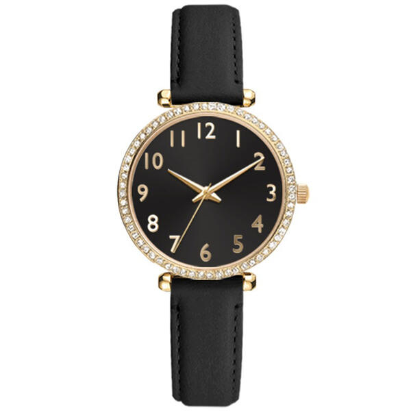 Womens Gold-Tone Black Sunray Dial Watch - 15000G-07-G02 - image 
