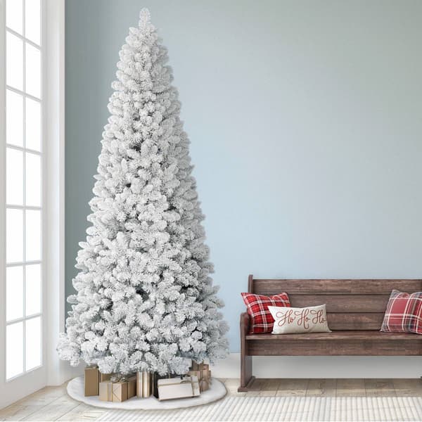 Puleo International 9ft. Non-Lit Flocked Virginia Pine Tree